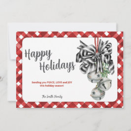 Rustic Red Gingham Noël Christmas Card シーズンカード