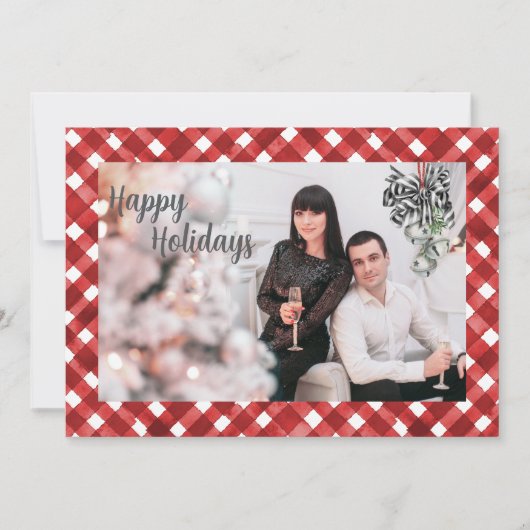 Rustic Red Gingham Noël Christmas Card シーズンカード (正面)