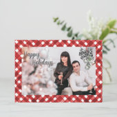 Rustic Red Gingham Noël Christmas Card シーズンカード (スタンド正面)