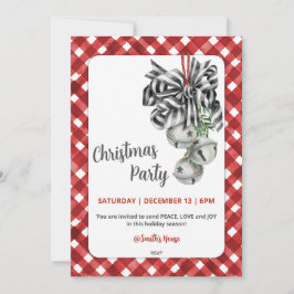 Rustic Red Gingham Noël Christmas Invitation 招待状