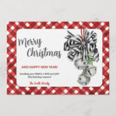 Rustic Red Gingham Noël Christmas Invitation 招待状 (正面)