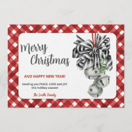 Rustic Red Gingham Noël Christmas Invitation 招待状