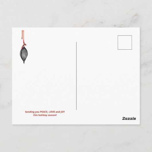 Rustic Red Gingham Noël Simple ポストカード (裏面)