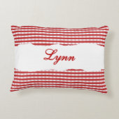 Rustic Red Gingham Personalized Name アクセントクッション (裏面)