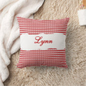 Rustic Red Gingham Personalized Name クッション (ブランケット)