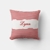Rustic Red Gingham Personalized Name クッション (正面)