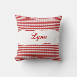 Rustic Red Gingham Personalized Name クッション