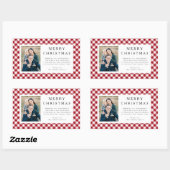 Rustic Red Gingham Photo Christmas 長方形シール (シート)
