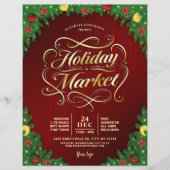 Rustic Red & Gold Christmas Holiday Market Event チラシ (正面)