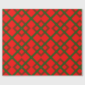 Rustic Red, Green, and Brown Diamond Plaid ラッピングペーパー (フラット)
