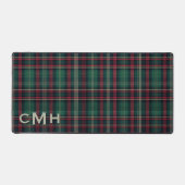Rustic Red Green & Black Tartan Plaid Monogram デスクマット (正面)