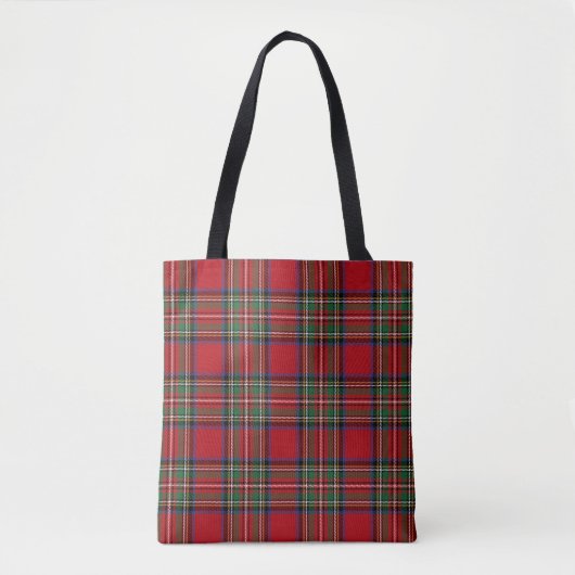 Rustic Red Green Plaid Classic Stewart Tartan トートバッグ (正面)