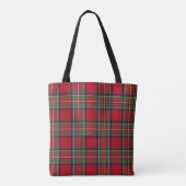 Rustic Red Green Plaid Classic Stewart Tartan トートバッグ (裏面)