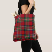 Rustic Red Green Plaid Classic Stewart Tartan トートバッグ (クローズアップ)