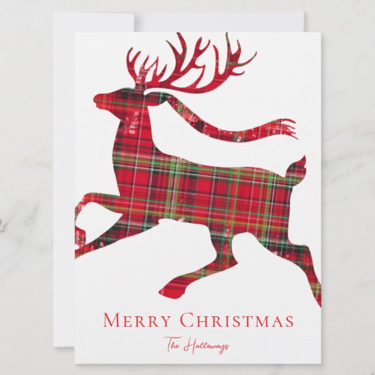 Rustic Red Green Plaid Deer Holiday Photo Card シーズンカード (正面)