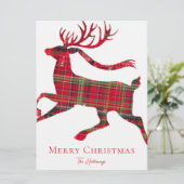 Rustic Red Green Plaid Deer Holiday Photo Card シーズンカード (スタンド正面)