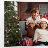 Rustic Red/Green Plaid Merry Christmas 4-Photo 三つ折りカード (内部最初)