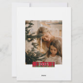 Rustic Red Green Plaid Reindeer Holiday Photo Card シーズンカード (裏面)