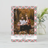 Rustic Red Green Plaid Tartan Photo Christmas シーズンカード (スタンド正面)