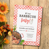 Rustic Red Grill Barbecue Baby Shower 招待状