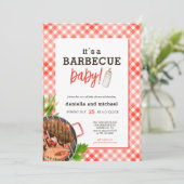 Rustic Red Grill Barbecue Baby Shower 招待状 (スタンド正面)