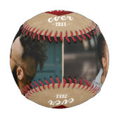 Rustic Red Heart Best Dad Ever 2 Photo Collage 野球ボール (正面)