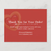 Rustic Red Heart Cookie Care Instructions サンキューカード (裏面)