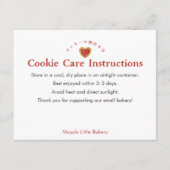 Rustic Red Heart Cookie Care Instructions サンキューカード (正面)
