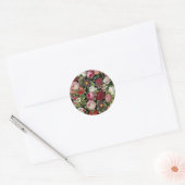 Rustic Red Pink Floral Greenery Black ラウンドシール (封筒)