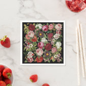 Rustic Red Pink Floral Greenery Colorful Party スタンダードカクテルナプキン (インサイチュ)