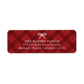 Rustic Red Plaid Christmas Return Address  ラベル (正面)