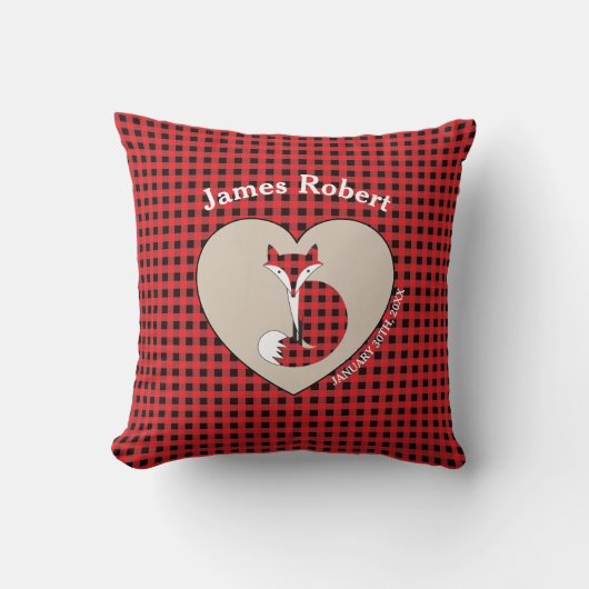 Rustic Red Plaid Fox Custom Baby Pillow クッション (正面)