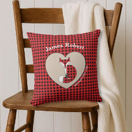Rustic Red Plaid Fox Custom Baby Pillow クッション