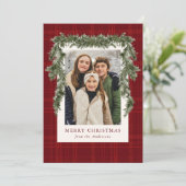 Rustic Red Plaid Greenery クリスマス 4 枚写真 (スタンド正面)