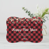Rustic Red Plaid Lights Stars New Year Card シーズンカード (スタンド正面)