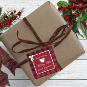 Rustic Red Plaid Merry Little Baby Shower スクエアシール