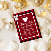 Rustic Red Plaid Merry Little Baby Shower 招待状