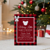 Rustic Red Plaid Merry Little Baby Shower 招待状