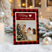 Rustic Red Plaid Merry Little Baby Shower 箔シーズンカード