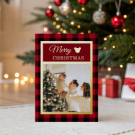 Rustic Red Plaid Merry Little Baby Shower 箔シーズンカード