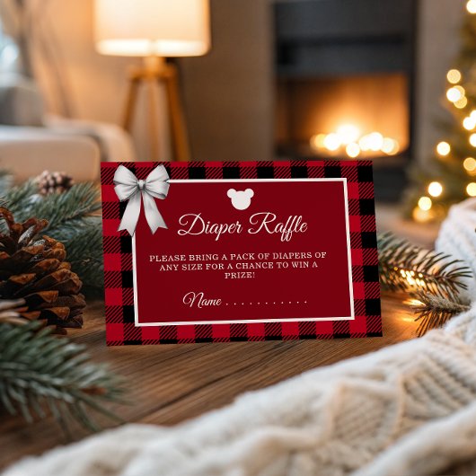 Rustic Red Plaid Merry Little Baby Shower Diaper R エンクロージャーカード