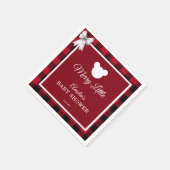 Rustic Red Plaid Merry Little Baby Shower Napkins スタンダードカクテルナプキン (角)