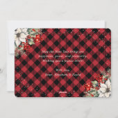 Rustic Red Plaid Snow Botanical New Year Card シーズンカード (裏面)