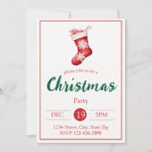 Rustic Red Stocking Holiday Invitation | Farmhouse 招待状 (正面)