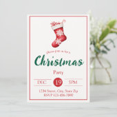 Rustic Red Stocking Holiday Invitation | Farmhouse 招待状 (スタンド正面)