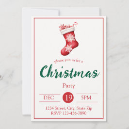 Rustic Red Stocking Holiday Invitation | Farmhouse 招待状