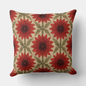 Rustic Red Sunflower Throw Pillow クッション (裏面)