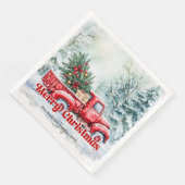 Rustic red truck Christmas scene festive napkins (コーナー)
