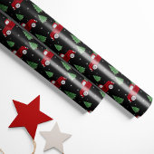 Rustic Red Truck Christmas Wrapping Paper on Black ラッピングペーパー