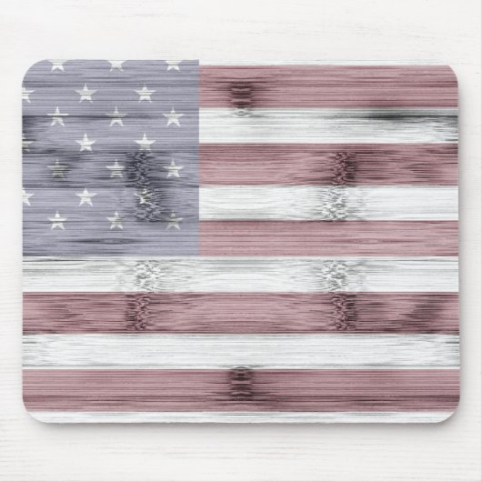Rustic Red White Blue Wood USA flag America マウスパッド (正面)